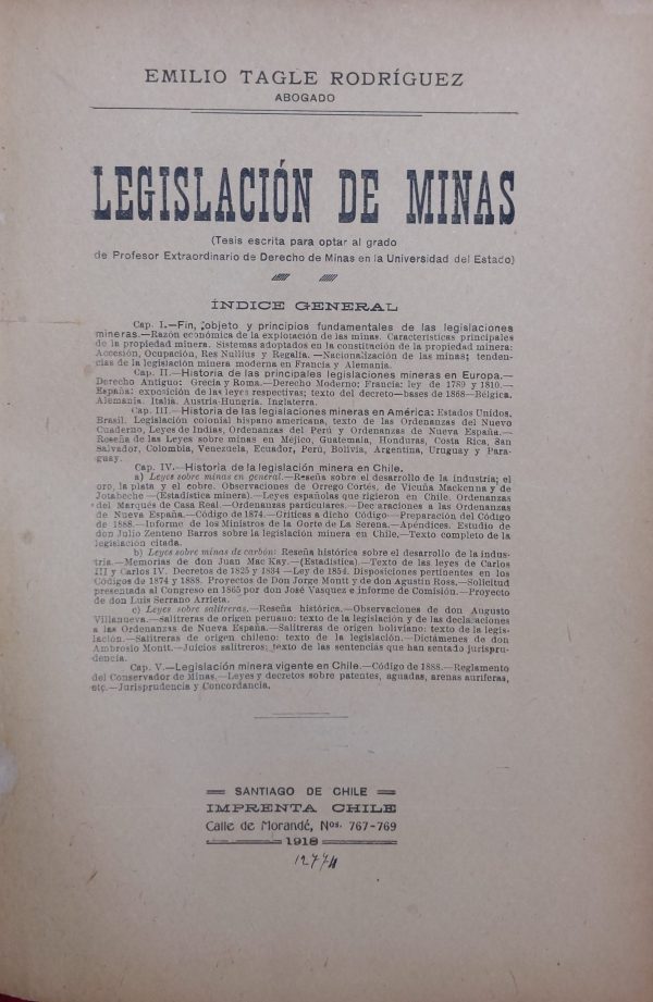 Legislación de Minas ( Comentarios del Código de Minería y Legislación comparada