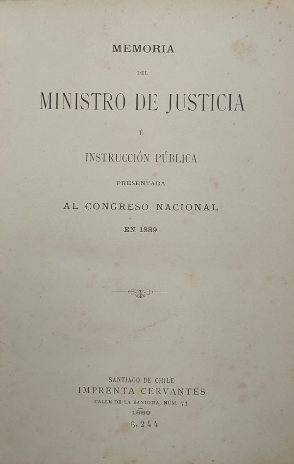 Memoria del Ministerio de Justicia e Instrucción Pública