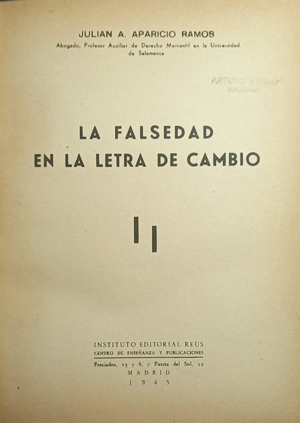 LA FALSEDAD DE LA LETRA DE CAMBIO