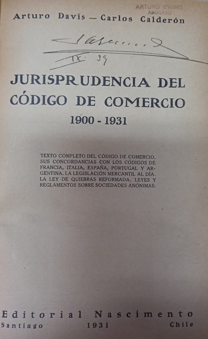 JURISPRUDENCIA DEL CODIGO DE COMERCIO 1900 -1931