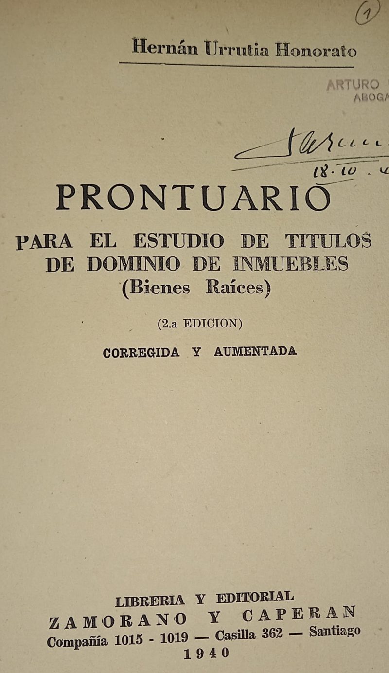 PRONTUARIO PARA EL ESTUDIO DE TITULOS DE DOMINIO EN INMUEBLES