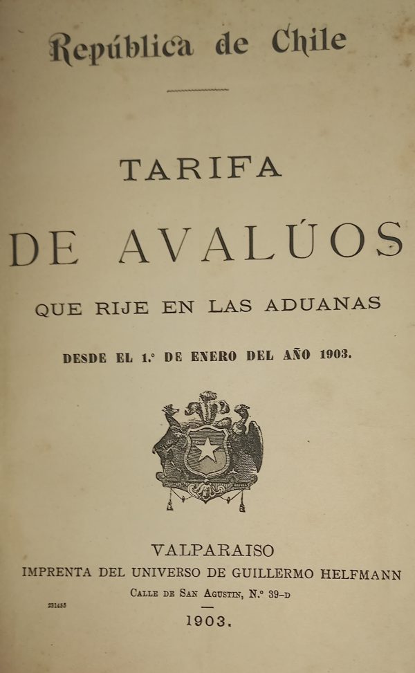 TARIFA DE AVALUOS QUE RIGE EN LAS ADUANAS